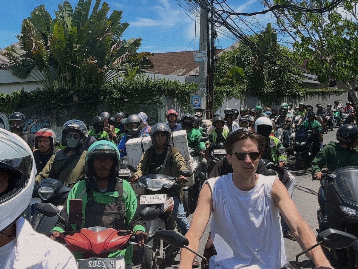 Overtourism in Bali, Indonesia causing traffic problems in Canggu