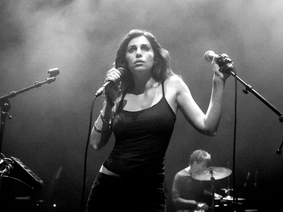 Lebanese musician and artist Yasmine Hamdan performing live on stage