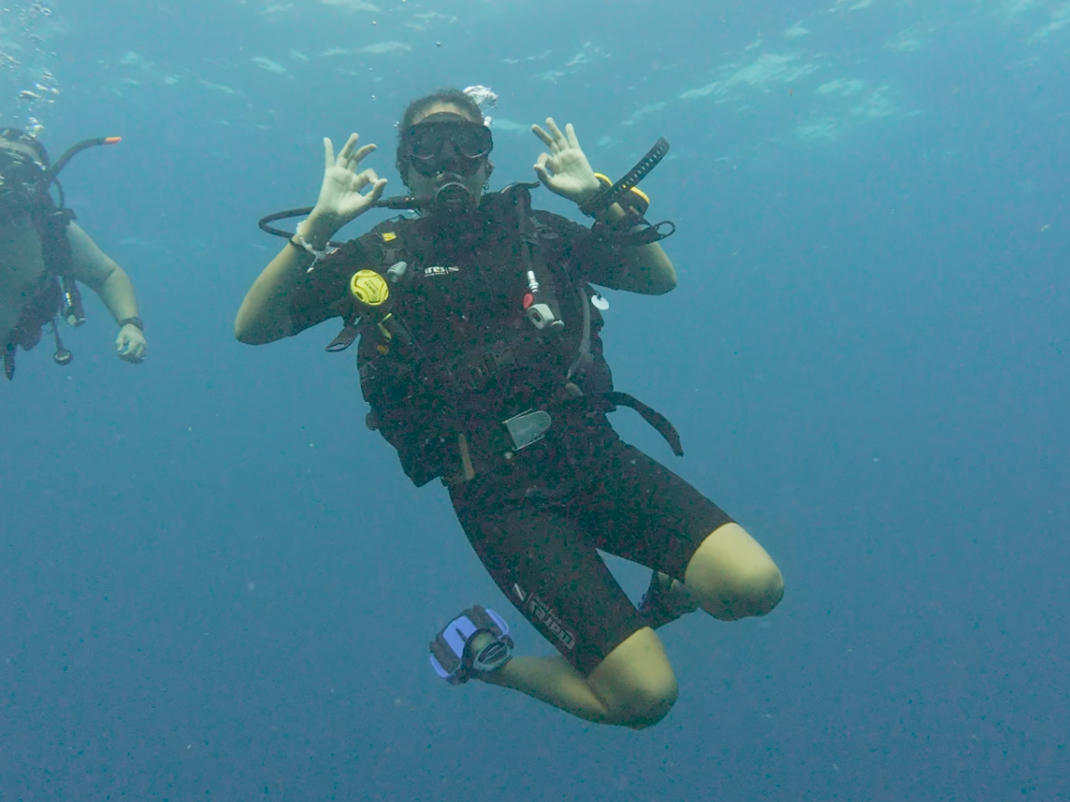 Scuba diving in one of Thailand’s popular dive spots, known as Southwest Pinnacle